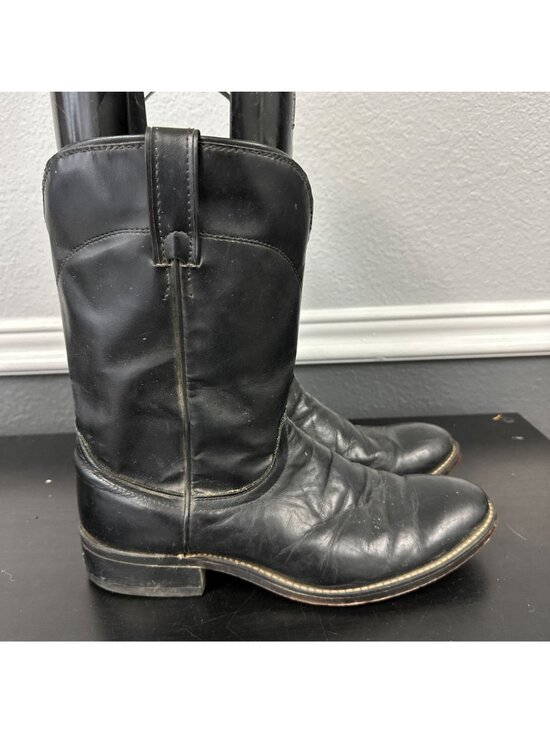 Laredo 7902 Saddle Roper Black Leather Cowboy Boots Mens 8 EE Wide USA Made main image 10